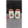 Image 3 : Vintage Tipp Milk Glass Sugar and Flour Shakers with Caddy and Pyrex 501 Red Refrigerator Dishes