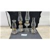 Image 1 : Antique Clear Glass Kerosene Oil Lamps, Two Table Lamps and Two Finger Lamps