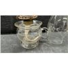 Image 3 : Antique Clear Glass Kerosene Oil Lamps, Two Table Lamps and Two Finger Lamps