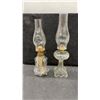 Image 7 : Antique Clear Glass Kerosene Oil Lamps, Two Table Lamps and Two Finger Lamps