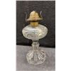 Image 5 : Antique Glass Kerosene Oil Lamps with Brass Burners and Chimneys, Set of Four
