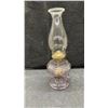 Image 7 : Antique Glass Kerosene Oil Lamps with Brass Burners and Chimneys, Set of Four