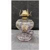 Image 8 : Antique Glass Kerosene Oil Lamps with Brass Burners and Chimneys, Set of Four