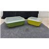Image 2 : Vintage Pyrex Refrigerator Dish Set, Olive and Lime Green With Lids and Four Red Dishes No Lids