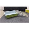Image 3 : Vintage Pyrex Refrigerator Dish Set, Olive and Lime Green With Lids and Four Red Dishes No Lids