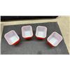 Image 7 : Vintage Pyrex Refrigerator Dish Set, Olive and Lime Green With Lids and Four Red Dishes No Lids