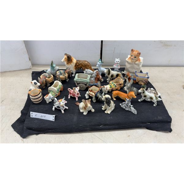 Collection of Glazed Ceramic Animal Figurines Including Collie, Spaniels, Terriers