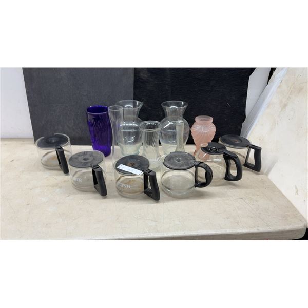 Bunn and Mr. Coffee Glass Carafes, Clear, Purple, and Pink Frosted Glass Vases and More