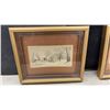 Image 5 : Pair of Framed Pete Jarente Winter Landscape Pencil Drawings, Farmhouse and Ice Skating Scenes