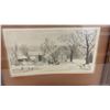 Image 6 : Pair of Framed Pete Jarente Winter Landscape Pencil Drawings, Farmhouse and Ice Skating Scenes