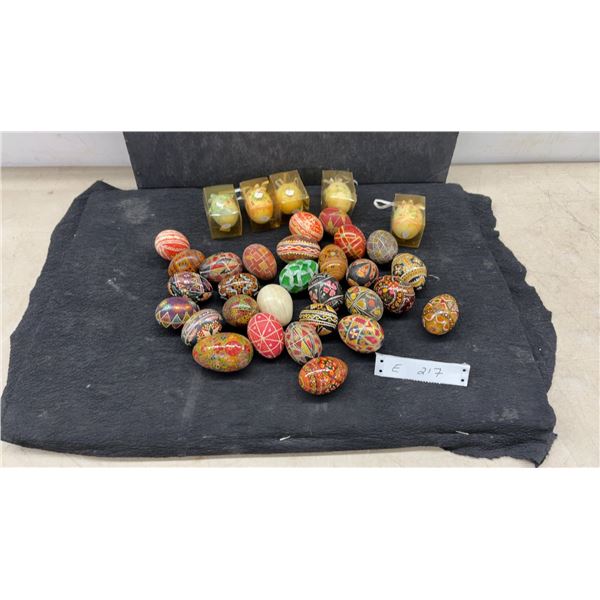 Collection of Ukrainian Pysanky Decorated Easter Eggs and Packaged Eggs