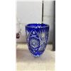Image 5 : Bohemian-Style Cobalt Cut-To-Clear Crystal Vase, Ruby Baskets, and More Glassware