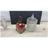 Image 8 : Bohemian-Style Cobalt Cut-To-Clear Crystal Vase, Ruby Baskets, and More Glassware