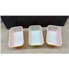 Image 3 : Vintage Pyrex Glass Refrigerator Dishes in Yellow, No Lids and Red with Lids, Some Have Small Chips