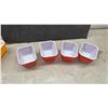 Image 5 : Vintage Pyrex Glass Refrigerator Dishes in Yellow, No Lids and Red with Lids, Some Have Small Chips