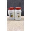 Image 2 : Vintage Hazel-Atlas Dolly Madison Milk Glass Salt and Pepper Shakers with Fruit Decals, 1930s-50s