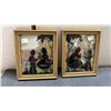 Image 2 : Set of Six Vintage Reverse Painted Silhouette Convex Pictures, Framed Victorian Scenes on Glass