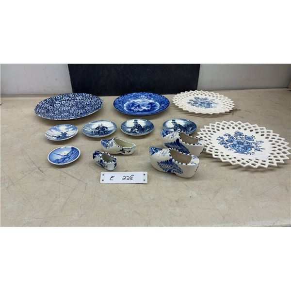 Blue and White Ceramics: Burleigh Calico, Royal Doulton, Delft Plates, Ceramic Clogs, and More