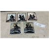 Image 1 : Set of Five Vintage Reverse-Painted Convex Glass Silhouette Artworks, Floral and Windmill Scenes