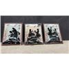 Image 4 : Set of Five Vintage Reverse-Painted Convex Glass Silhouette Artworks, Floral and Windmill Scenes