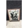 Image 5 : Set of Five Vintage Reverse-Painted Convex Glass Silhouette Artworks, Floral and Windmill Scenes