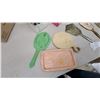 Image 2 : Vintage Vanity Set with Hand Mirrors, Brushes, Trays, and Toni Home Perm Kits