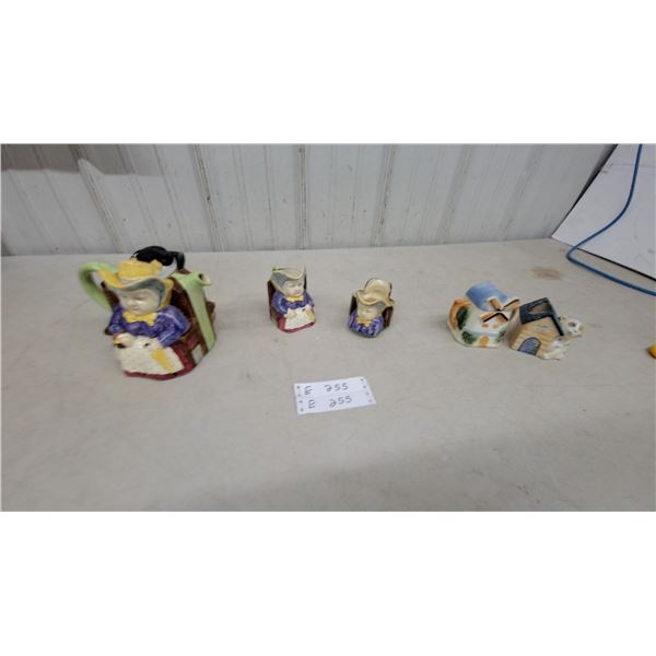 Ceramic Toby Character Jugs and Windmill Figurines, Group of Five