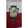 Image 2 : Roseville Pottery Freesia Pattern Green Two-Handled Vase, 1945, Cream Floral Relief 7.6" Tall
