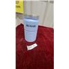 Image 1 : Vintage Delphite Blue Milk Glass Ribbed Sugar Canister with Metal Screw-On Lid7.6" Tall