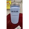 Image 3 : Vintage Delphite Blue Milk Glass Ribbed Sugar Canister with Metal Screw-On Lid7.6" Tall