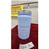 Image 4 : Vintage Delphite Blue Milk Glass Ribbed Sugar Canister with Metal Screw-On Lid7.6" Tall