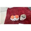 Image 3 : Vintage Hazel Atlas Cherry Blossom Milk Glass Shakers, 2 Sugar and 1 Flour, 1930s-1950s