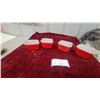 Image 1 : Vintage Pyrex Flameglo Red Refrigerator Dishes with Ribbed Glass Lids, Set of Four, Circa 1940s