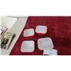Image 4 : Vintage Pyrex Flameglo Red Refrigerator Dishes with Ribbed Glass Lids, Set of Four, Circa 1940s