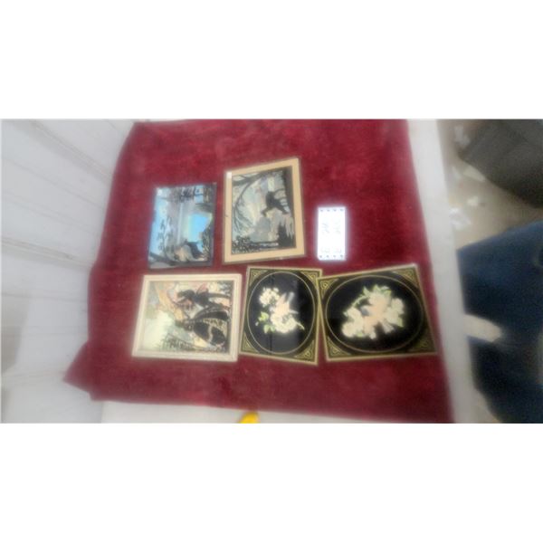 Vintage Butterfly Wing Art and Decorative Floral Plaques, Framed Silhouette Scenes and More