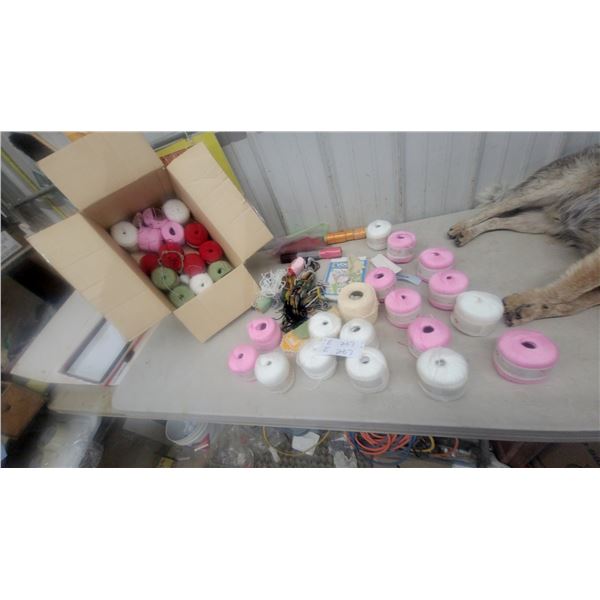 Crochet and Cotton Lanas Stop and Eaton Perle Cotton Yarn Skeins in Pink, White
