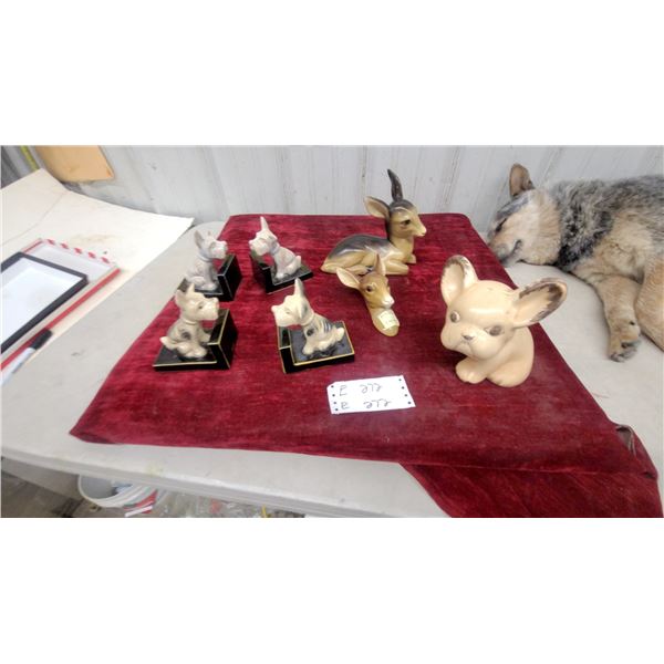 Collection of Ceramic Fawn Figurines and Bookends