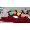 Image 1 : Fire-King Jadeite Swirl Mixing Bowl, Refrigerator Dish and Pastel Melamine Cups and More