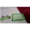 Image 6 : Green Depression Glass Refrigerator Dish, Butter Cover, and Five Paneled Salt and Pepper Shakers