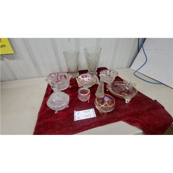 Vintage Cut Crystal and Decorative Glass Collection, Vases, Bowls, Gold Accents and More