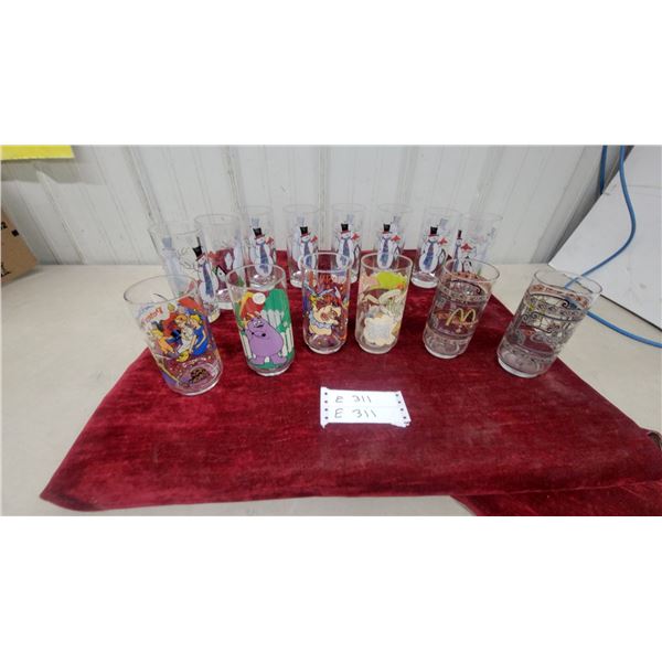 Vintage McDonald's & A&W Character Glasses, Snowman Glasses, & More