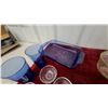 Image 2 : Assorted Glassware Including Cobalt Blue Tumblers, cookwareRefrigerator Dish, Cake Stand and More