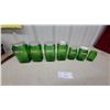 Image 1 : Vintage Green Ribbed Glass Kitchen Canister Set of 7, Flour, Cereal, Oats, Sugar, Tea, Rice