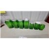 Image 7 : Vintage Green Ribbed Glass Kitchen Canister Set of 7, Flour, Cereal, Oats, Sugar, Tea, Rice