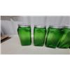 Image 8 : Vintage Green Ribbed Glass Kitchen Canister Set of 7, Flour, Cereal, Oats, Sugar, Tea, Rice