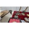 Image 2 : Assorted Brass and Silver-Tone Candlesticks, Candelabra, and Safeway Dripless Candles and More