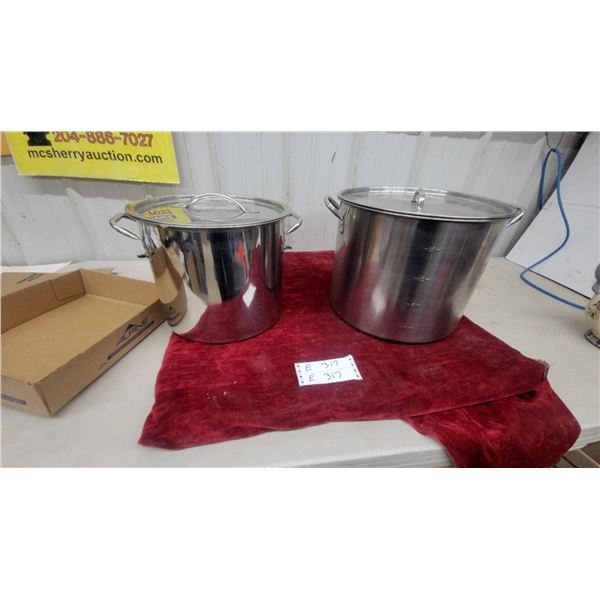 2x Stainless Steel Pots with Lids