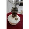Image 3 : Vintage Aladdin Oil Lamp with White Milk Glass Fount and Clear Glass Chimney