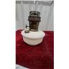 Image 6 : Vintage Aladdin Oil Lamp with White Milk Glass Fount and Clear Glass Chimney