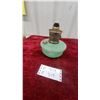Image 1 : Vintage Aladdin Jadeite Green Glass Oil Lamp Font with Burner